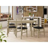 table repas almata 160 > 200 cm sonoma avec 6 chaises coussins noir