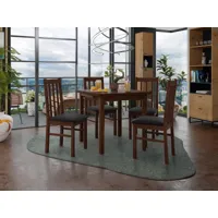 table repas ameno 80 > 110 cm brun avec 4 chaises coussins noir