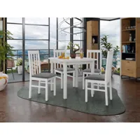 table repas ameno 80 > 110 cm blanc avec 4 chaises coussins gris