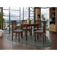 table repas ameno 80 > 110 cm brun avec 4 chaises coussins gris