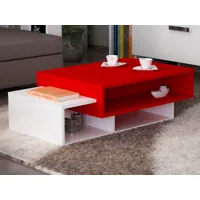 table basse tabou 105 cm blanc/rouge