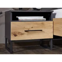 table de chevet butto 1 tiroir chêne artisan/gris métal