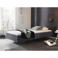lit ixana 90x200 cm gris métal sans tête de lit sans matelas avec sommier