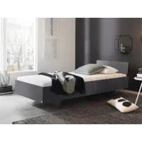 lit ixana 90x200 cm gris métal avec tête de lit