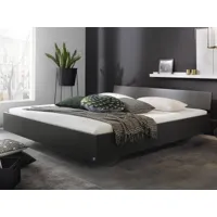 lit ixana 140x200 cm gris métal avec tête de lit