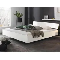 lit ixana 160x200 cm blanc laqué avec tête de lit