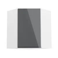 meuble haut de cuisine de coin aspas 1 porte blanc/gris laqué