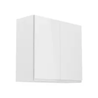 meuble haut cuisine aspas 2 portes 80 cm blanc/blanc laqué