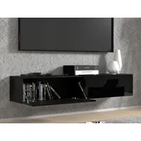 meuble tv-hifi binto 2 portes 160 cm noir laqué/noir phanton