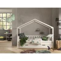 lit maison dalte 90x200 cm pin blanc avec lit gigogne