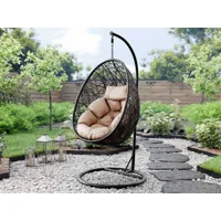 fauteuil de jardin suspendu figo noir avec coussin crème