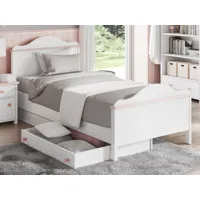 lit lucia 90x200 cm blanc/rose avec tiroirs