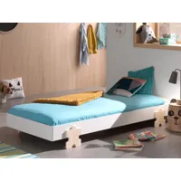 lit enfant mota 90x200 cm blanc laqué avec pieds puzzle