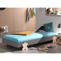 lit enfant mota 90x200 cm gris laqué avec pieds puzzle