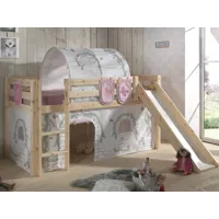 lit enfant alize avec toboggan 90x200 cm pin naturel tente chateau
