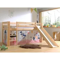 lit enfant alize avec toboggan 90x200 cm pin naturel tente princess ii