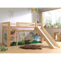 lit enfant alize avec toboggan 90x200 cm pin naturel tente dinosaure