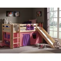 lit enfant alize avec toboggan 90x200 cm pin naturel tente bella