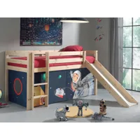 lit enfant alize avec toboggan 90x200 cm pin naturel tente space