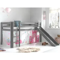 lit enfant alize avec toboggan 90x200 cm pin gris tente princess