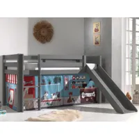 lit enfant alize avec toboggan 90x200 cm pin gris tente animalerie