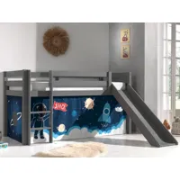 lit enfant alize avec toboggan 90x200 cm pin gris tente astro ii