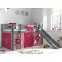 lit enfant alize avec toboggan 90x200 cm pin gris tente flower
