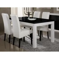 table repas romeo 190 blanc laque/noir laque