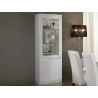 vitrine rebecca 2 portes blanc laque avec led