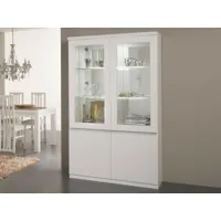 vitrine rebecca 4 portes blanc laque avec led