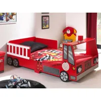 lit junior camion de pompier 70x140 cm rouge
