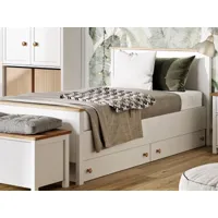 lit shelly 90x200 cm blanc/chêne nash avec tiroirs