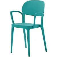 alma design set de 4 chaises avec accoudoirs amy (bleu émeraude - polypropylène)