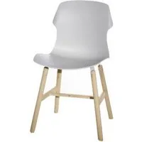 casamania set de 2 chaises stereo wood (blanc - polypropylène / bois massif chêne)