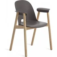 emeco alfi armchair high back chaise avec accoudoirs et le dossier haut (gris foncé et frêne clair - polypropylène et fibre de bois recyclé)