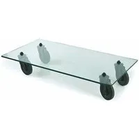 fontana arte table basse rectangulaire à roues tavolo con ruote (140 x 70 cm - verre)