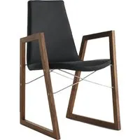 horm chaise avec accoudoirs ray armchair (cuir - noyer canaletto et acier chromé)