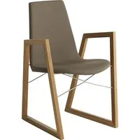 horm chaise avec accoudoirs ray armchair (ecocuir - chêne naturel et acier chromé)
