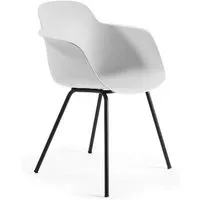infiniti chaise avec accoudoirs sicla 4 legs (blanc - polypropylène et acier verni noir)