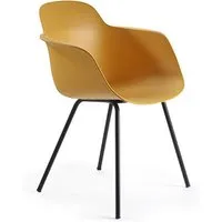 infiniti chaise avec accoudoirs sicla 4 legs (pêche - polypropylène et acier verni noir)
