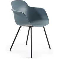 infiniti chaise avec accoudoirs sicla 4 legs (bleu poudre - polypropylène et acier verni noir)