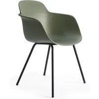 infiniti chaise avec accoudoirs sicla 4 legs (vert militaire - polypropylène et acier verni noir)
