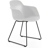 infiniti chaise avec accoudoirs sur traîneau sicla sled (blanc - polypropylène et acier verni noir)