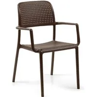 nardi set de 4 chaises avec accoudoirs bora pour extérieur contract collection (café - polypropylène)