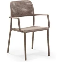 nardi set de 4 chaises avec accoudoirs bora pour extérieur contract collection (gris tourterelle - polypropylène)