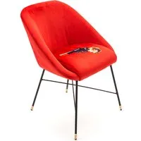 seletti chaise rembourrée toiletpaper padded chair (revolver - tissu en polyester, structure en bois, polyuréthane et métal)