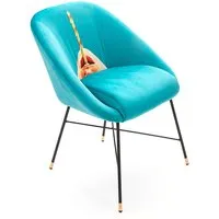 seletti chaise rembourrée toiletpaper padded chair (drill - tissu en polyester, structure en bois, polyuréthane et métal)