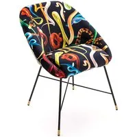seletti chaise rembourrée toiletpaper padded chair (snakes - tissu en polyester, structure en bois, polyuréthane et métal)