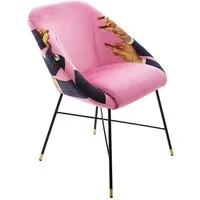 seletti chaise rembourrée toiletpaper padded chair (pink lipsticks - tissu en polyester, structure en bois, polyuréthane et métal)