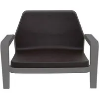 slide fauteuil america (gris - polyéthylène / coussin en polyuréthane chocolat)